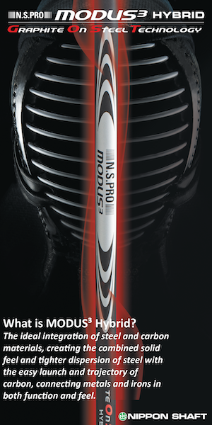 Advertisement for Nippon Shaft's MODUS 3 Hybrid shaft